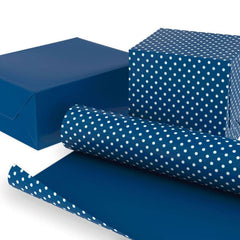Hallmark Ejr1297 Navy/White Dots Reversible Wrapping Paper Roll, 25 Sq. ft.