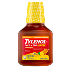 Tylenol Cold + Flu Severe Warming Honey Lemon Liquid, 8 Oz.