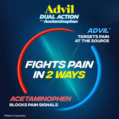 Advil Dual Action Coated Caplets - Acetaminophen + Ibuprofen, 18 Ct