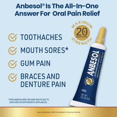 Anbesol Gel Maximum Strength Instant Oral Pain Relief - 0.33oz