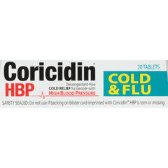 Coricidin HBP Cold & Flu Cold Relief Tablets 20 ct Box