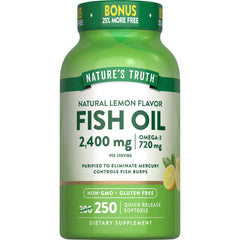 Nature's Truth Fish Oil 2400mg | Natural Lemon Flavor | 250 Softgels