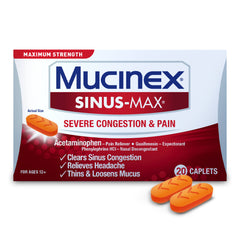 Mucinex Sinus-Max Severe Congestion Relief Caplets - 20 Ct