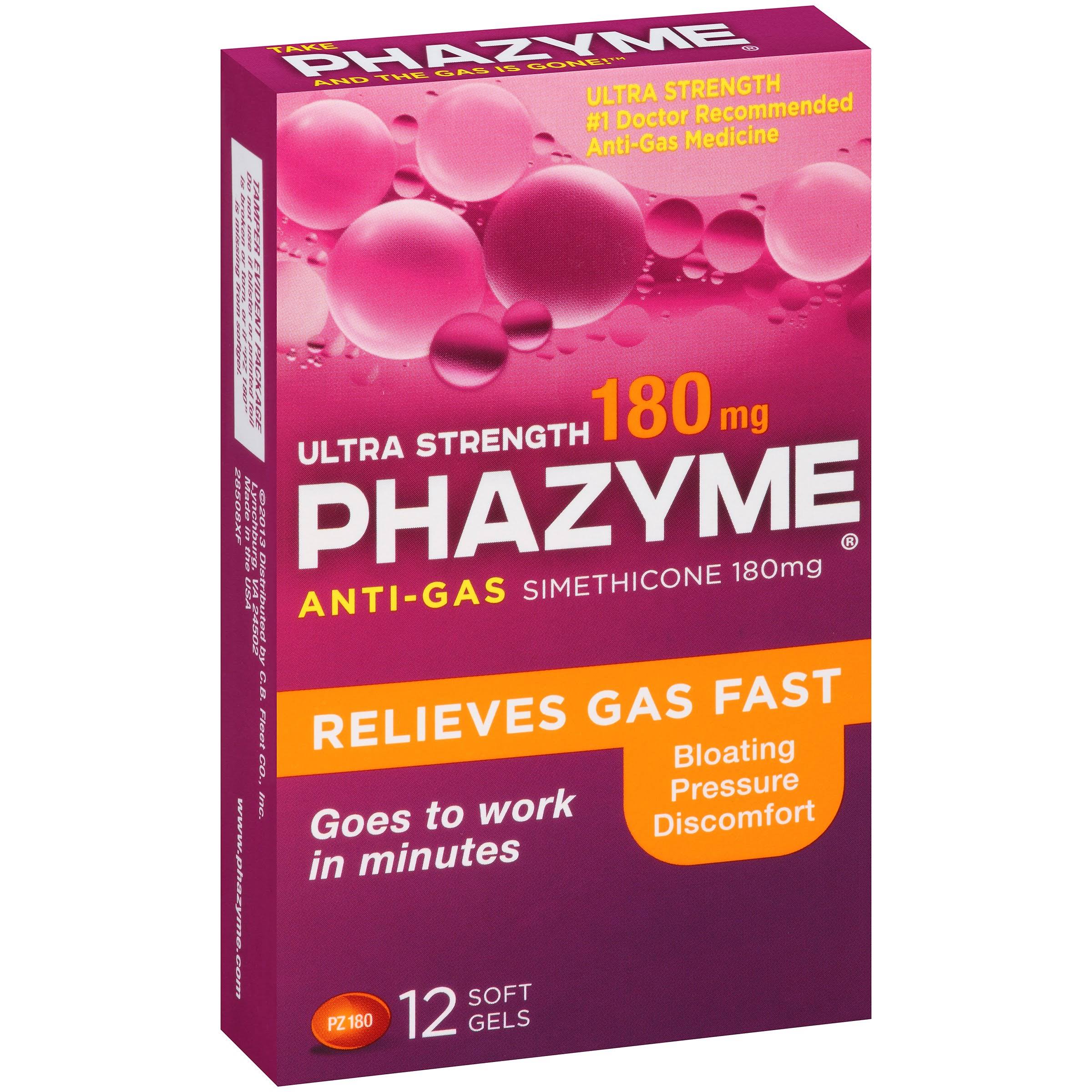 Phazyme Anti-Gas, Ultra Strength, 180 mg, Soft Gels - 12 EA