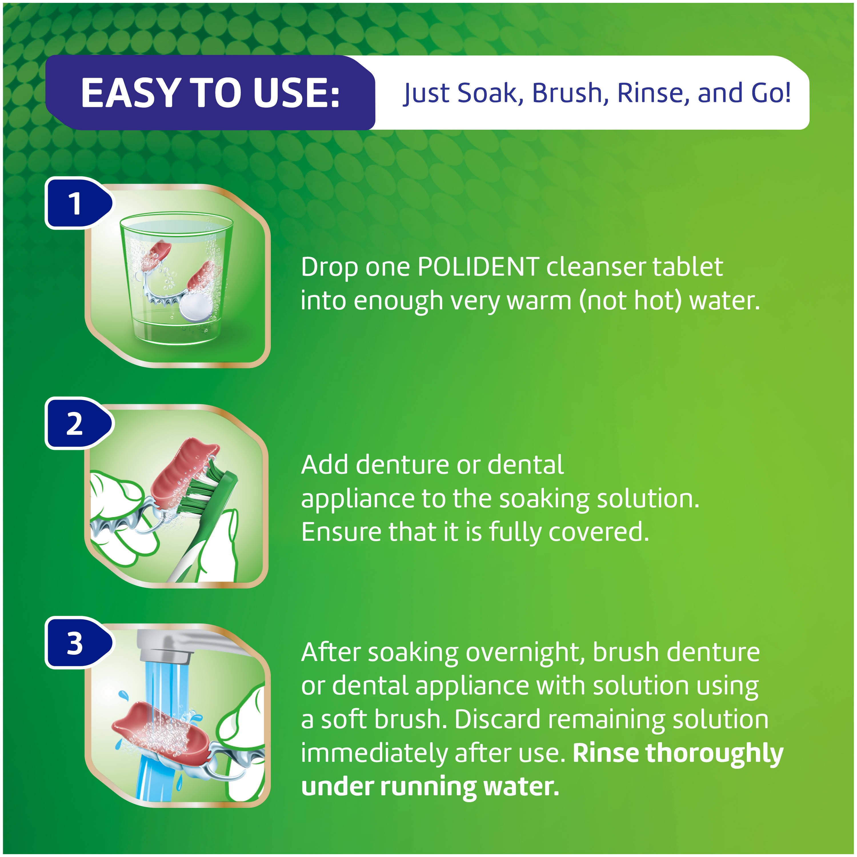 Polident Overnight Whitening Antibacterial Dental Appliance Cleanser Tablets (30 ct)
