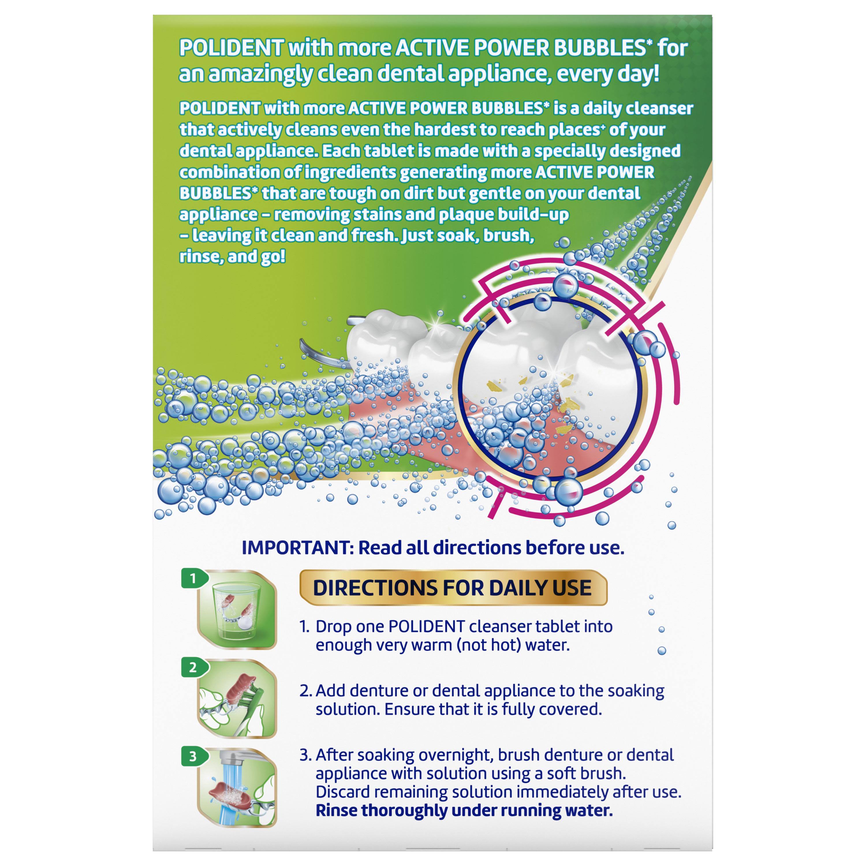 Polident Overnight Whitening Antibacterial Dental Appliance Cleanser Tablets (30 ct)