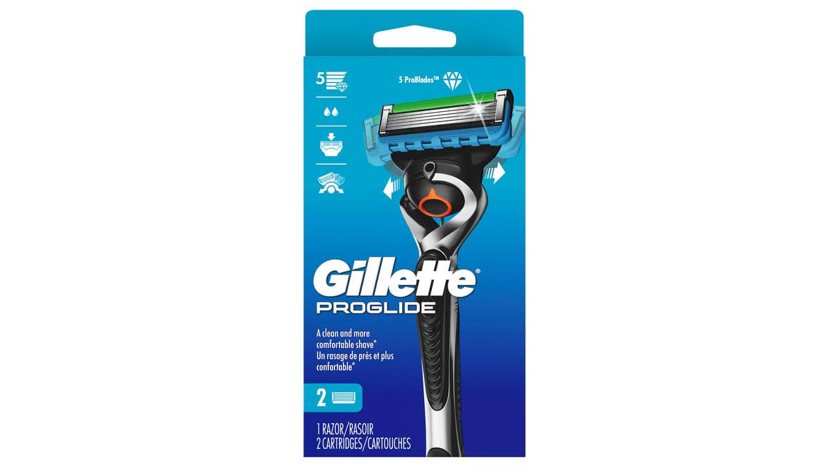 Gillette Proglide Men's Razor Handle + 2 Blade Refill
