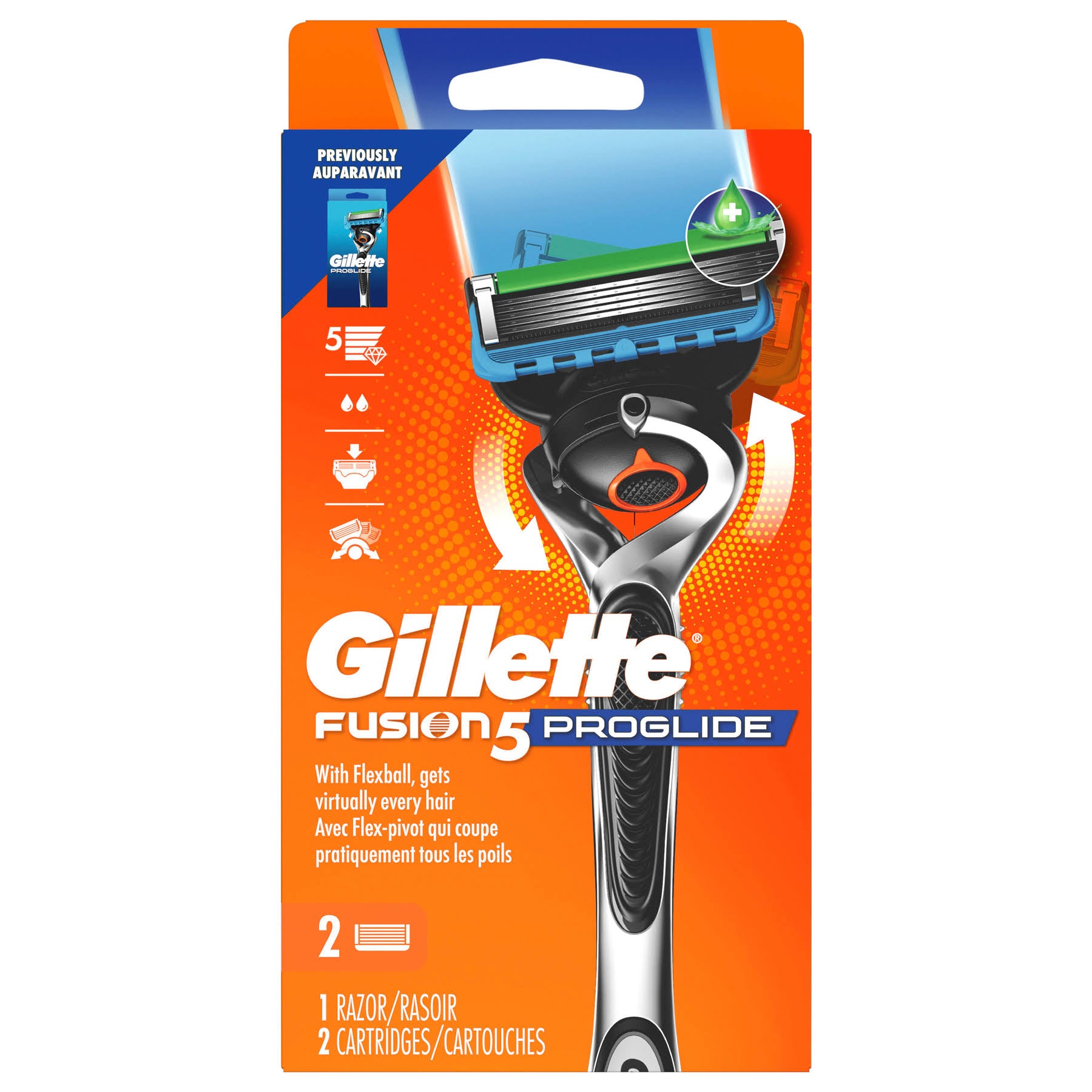 Gillette Proglide Men's Razor Handle + 2 Blade Refill