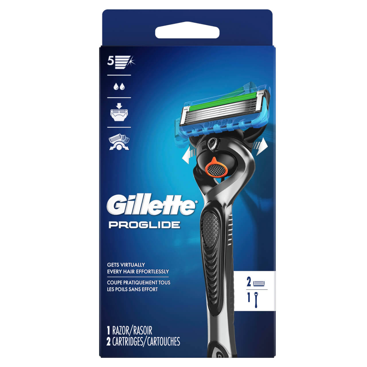 Gillette Proglide Men's Razor Handle + 2 Blade Refill