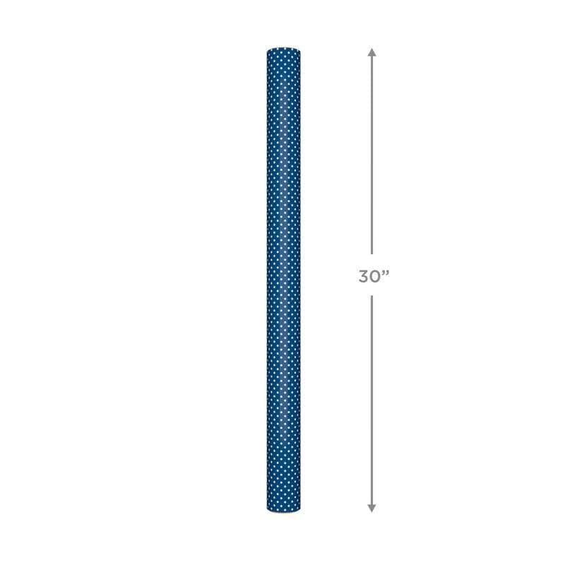 Hallmark Ejr1297 Navy/White Dots Reversible Wrapping Paper Roll, 25 Sq. ft.