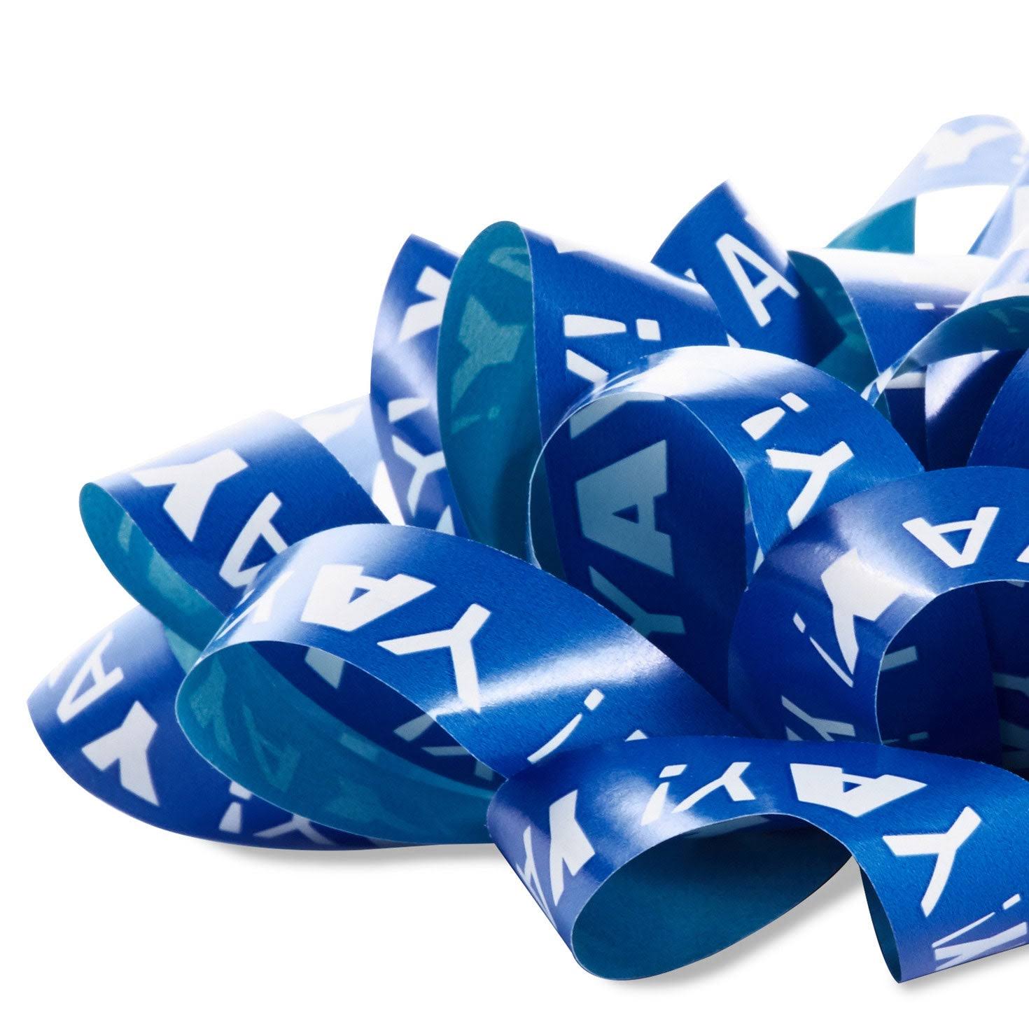 4.6" Blue Yay!/Aqua Recyclable Gift Bow