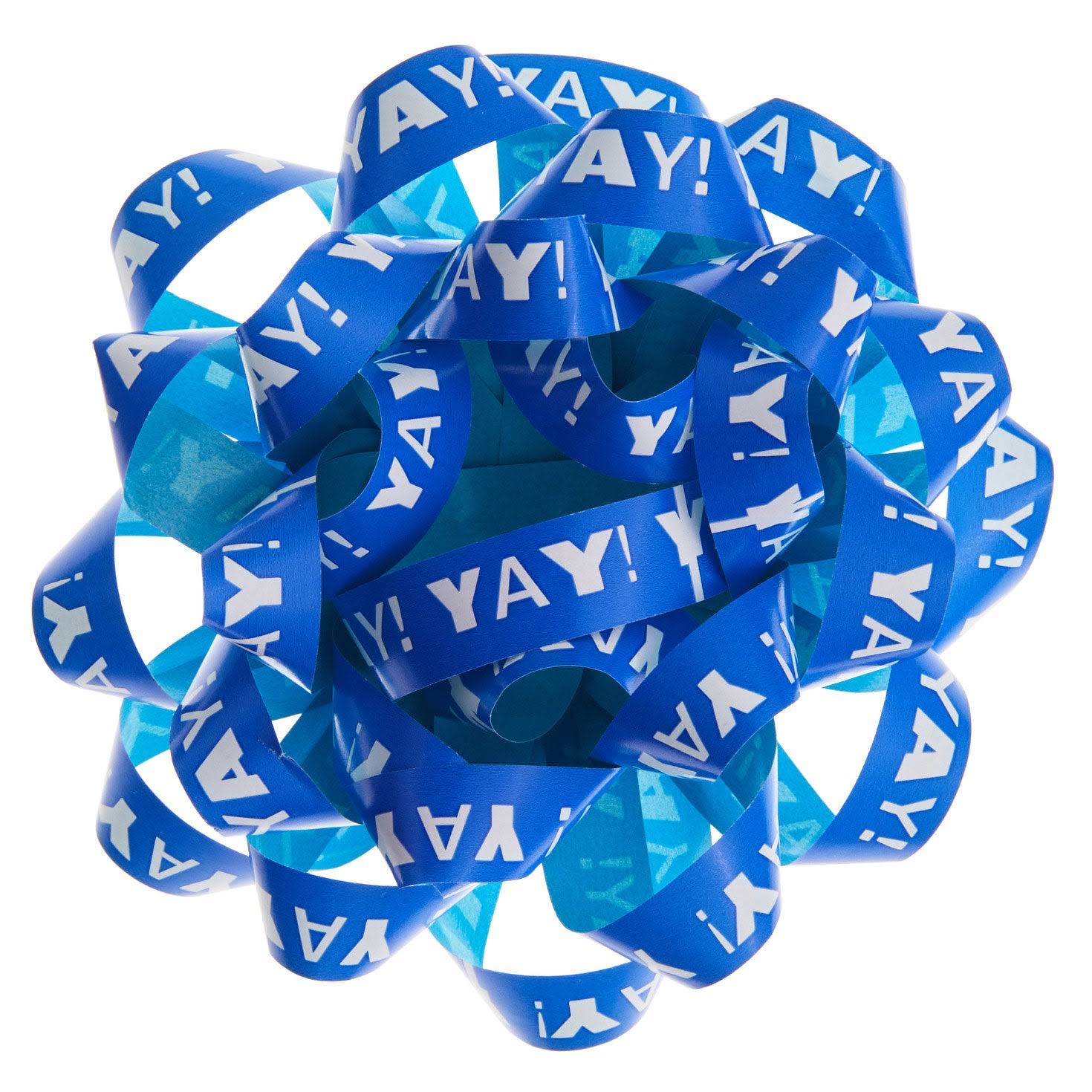 4.6" Blue Yay!/Aqua Recyclable Gift Bow