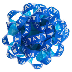 4.6" Blue Yay!/Aqua Recyclable Gift Bow
