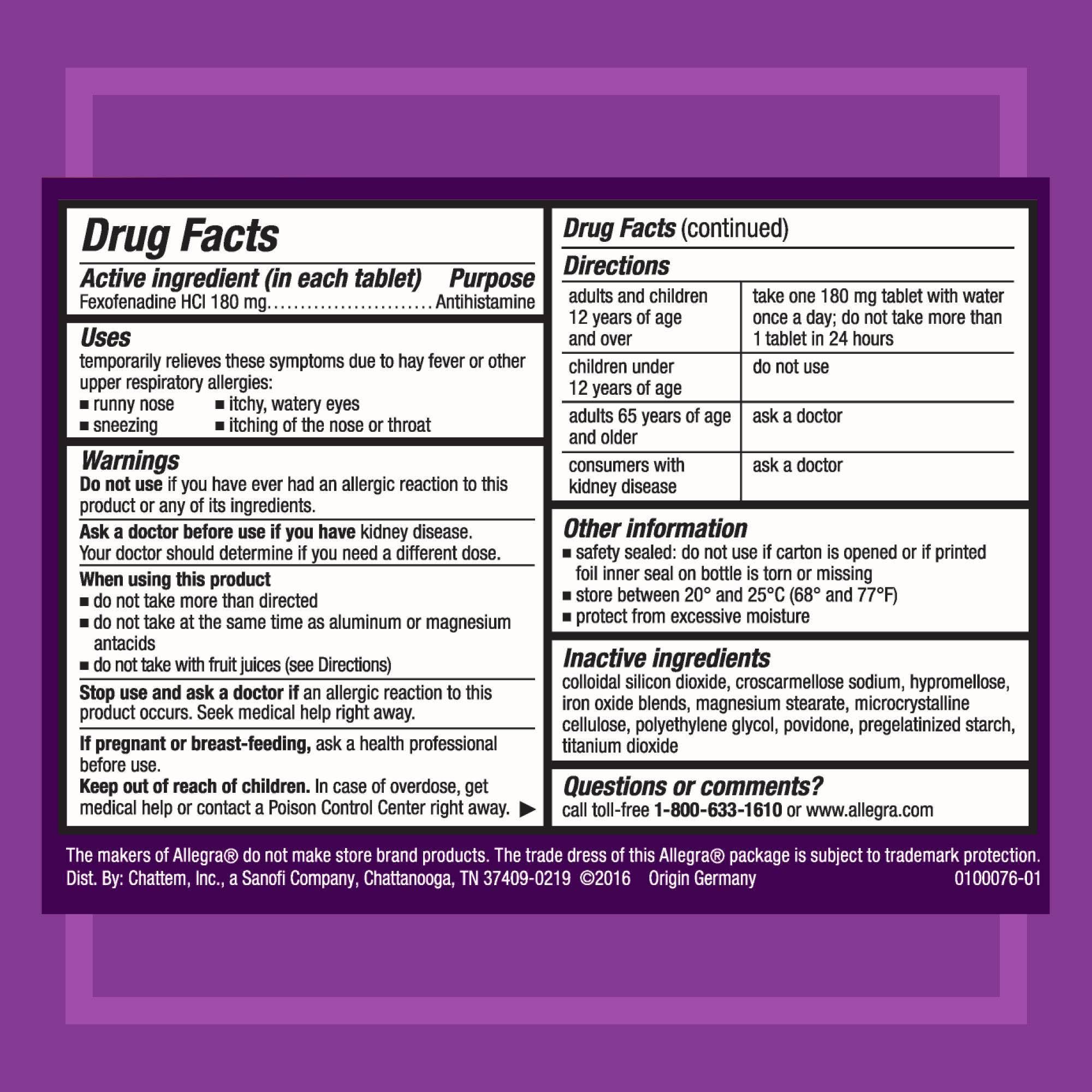 Allegra Adult 24 Hour Allergy - 45 Tablets