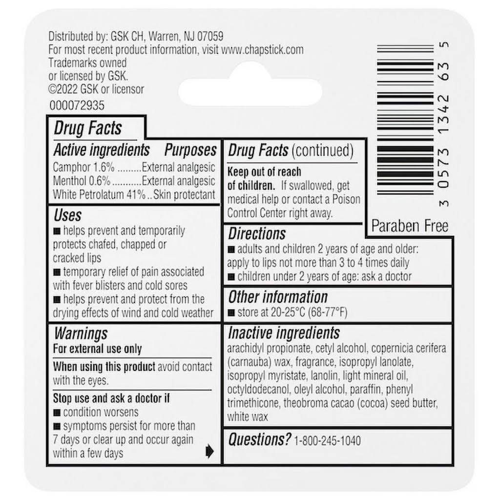 Chapstick Classic Medicated Lip Balm Tube - 0.15 oz