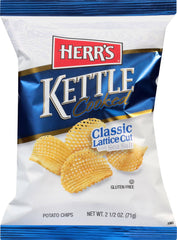 Herr's Kettle Cooked Classic Lattice Cut with Sea Salt Potato Chips, 2.5 oz