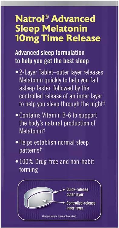 Natrol Melatonin Advanced Sleep 10 Mg Supplement (60 Tablets)