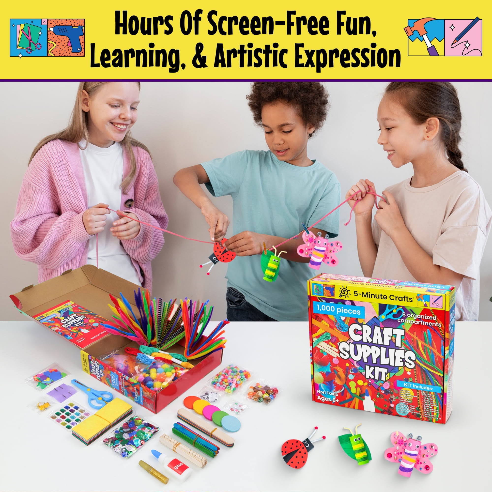 5-Minute Crafts, Arts & Crafts Supplies Kit, 1000 PC