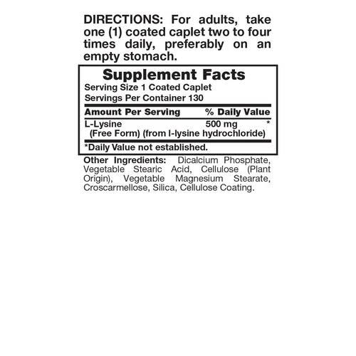 Nature's Truth L Lysine 500mg 130 Caplets