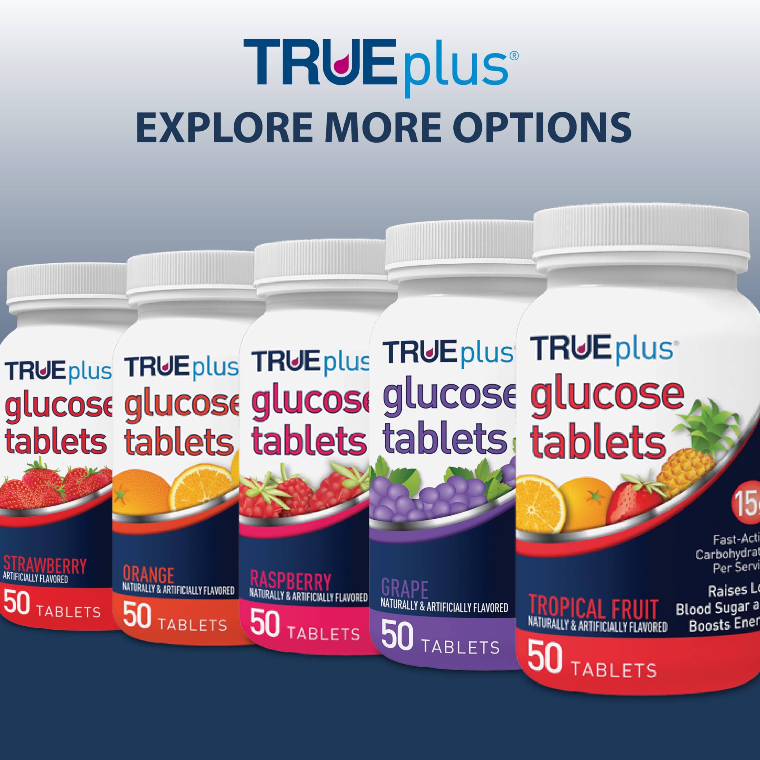 TRUEplus 50 Raspberry Glucose Tablets