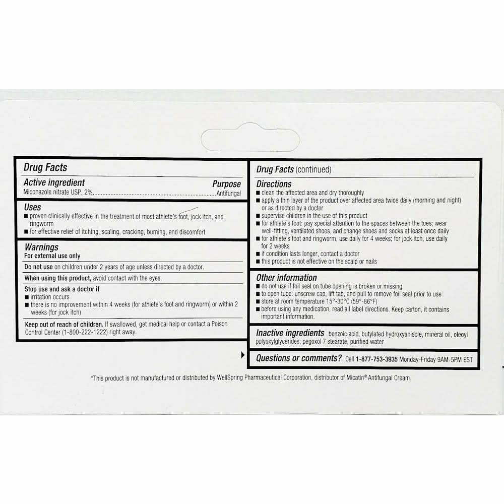 H2 Pharma Miconazole Nitrate USP 2% Antifungal Cream - 1 oz