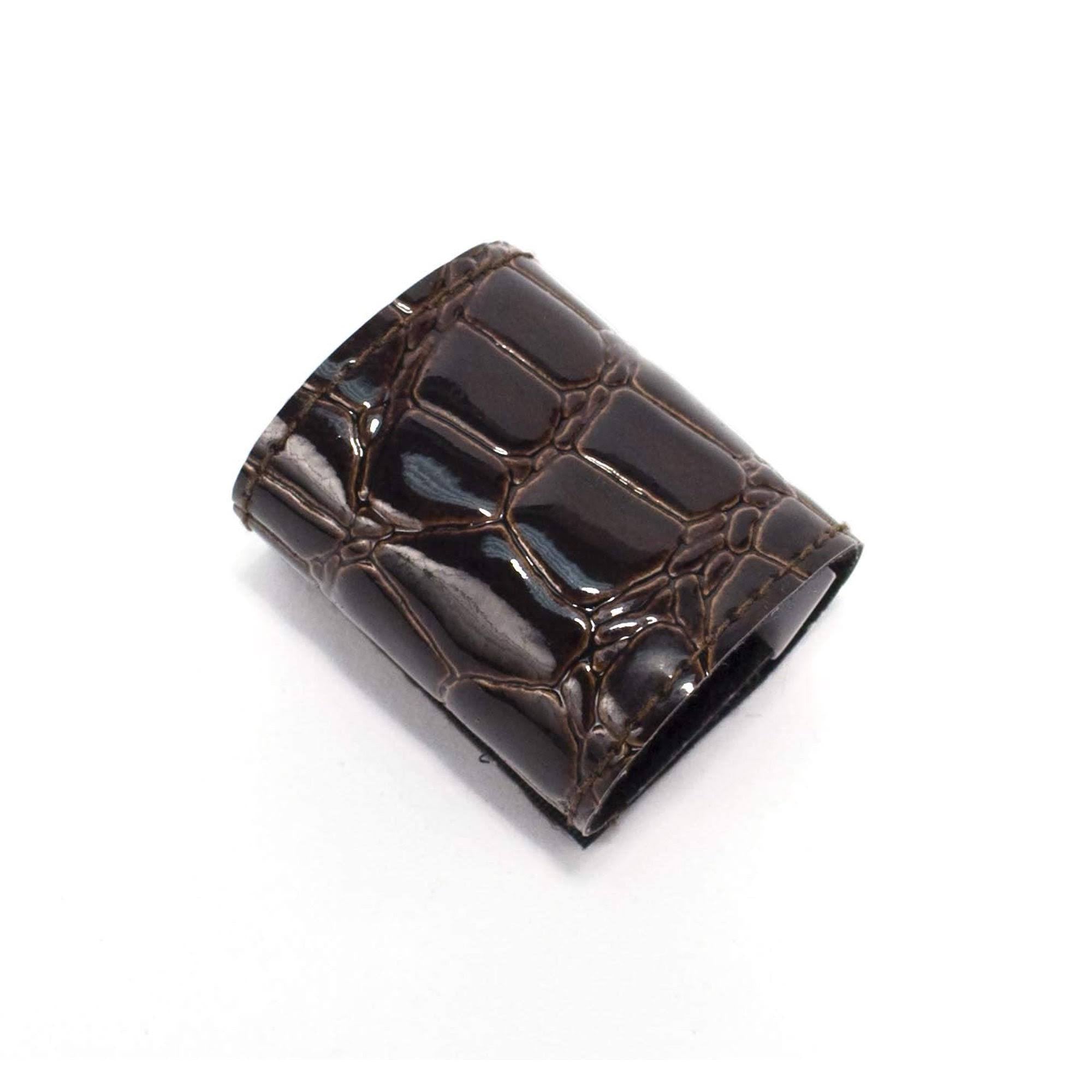 Mia Tony Pony Ponytail Wrap - Brown Embossed Alligator