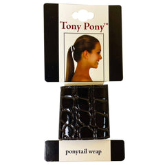 Mia Tony Pony Ponytail Wrap - Brown Embossed Alligator
