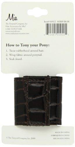 Mia Tony Pony Ponytail Wrap - Brown Embossed Alligator