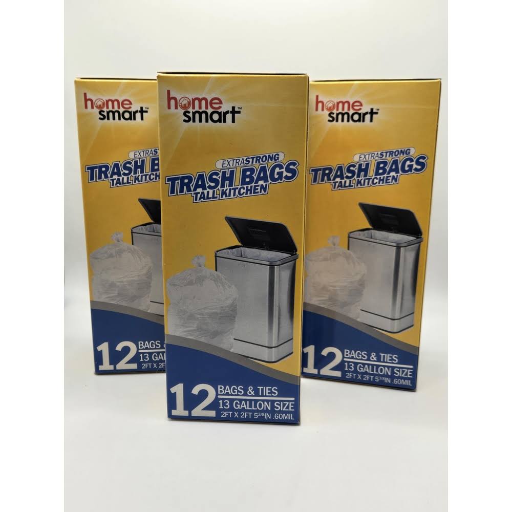 Home Smart 13 gal. Tall Kitchen White Trash Bag (12-Count)