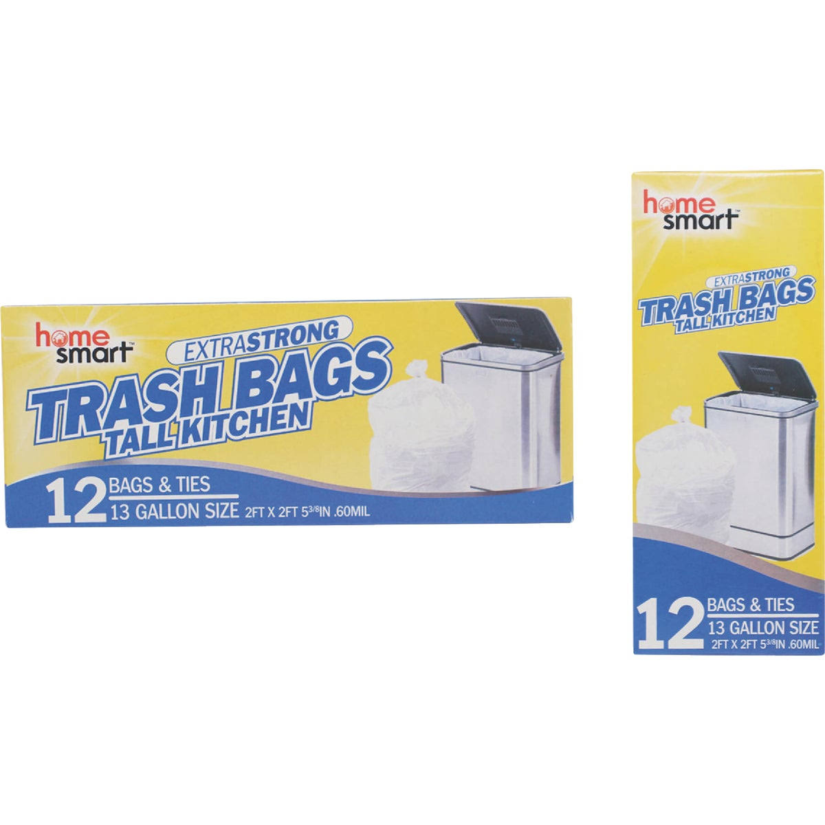 Home Smart 13 gal. Tall Kitchen White Trash Bag (12-Count)