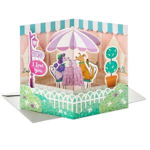 Sidewalk Cafe Dogs Pop Up Anniversary Card