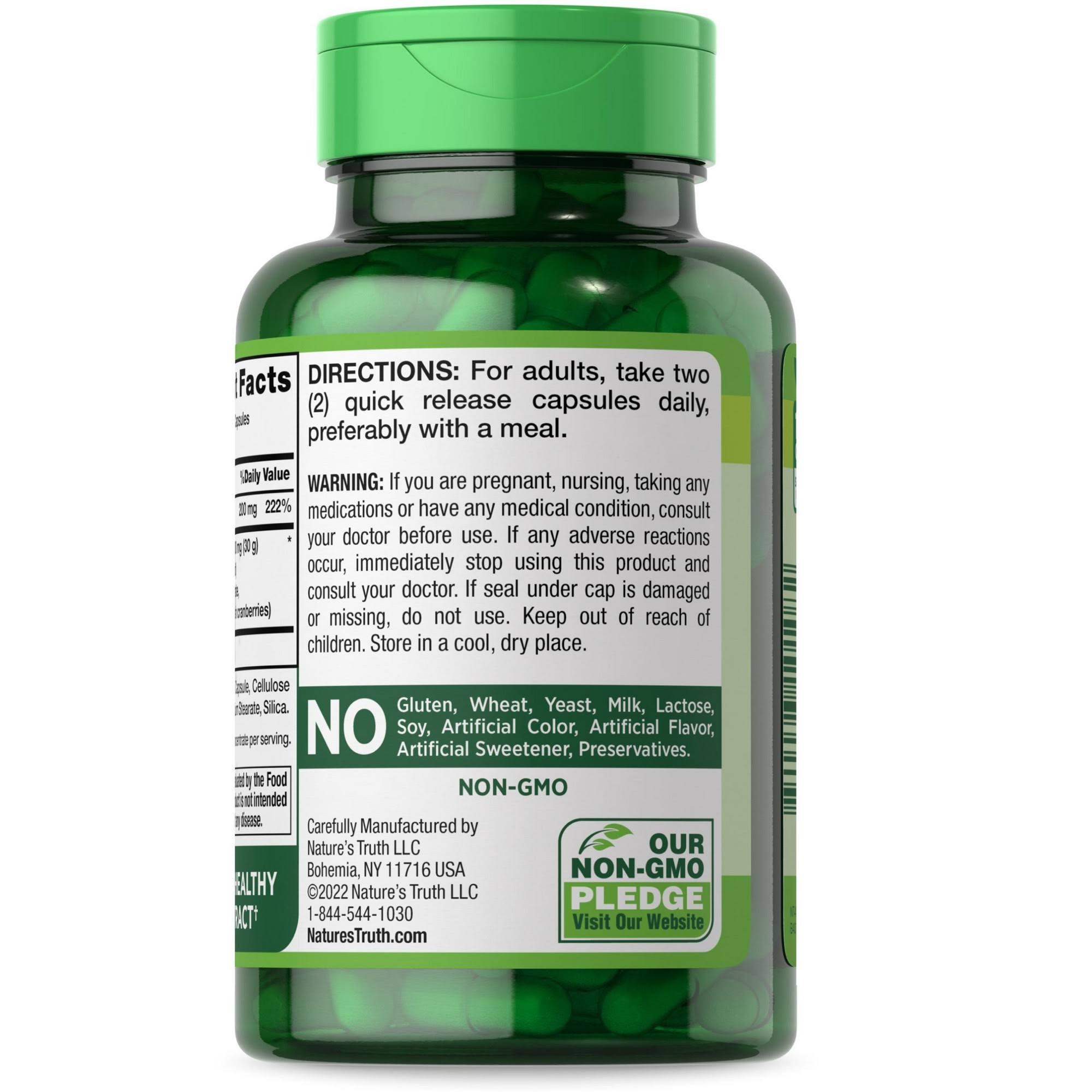 Nature's Truth Ultra Triple Strength Cranberry Concentrate Plus Vitamin C - 90 Capsules