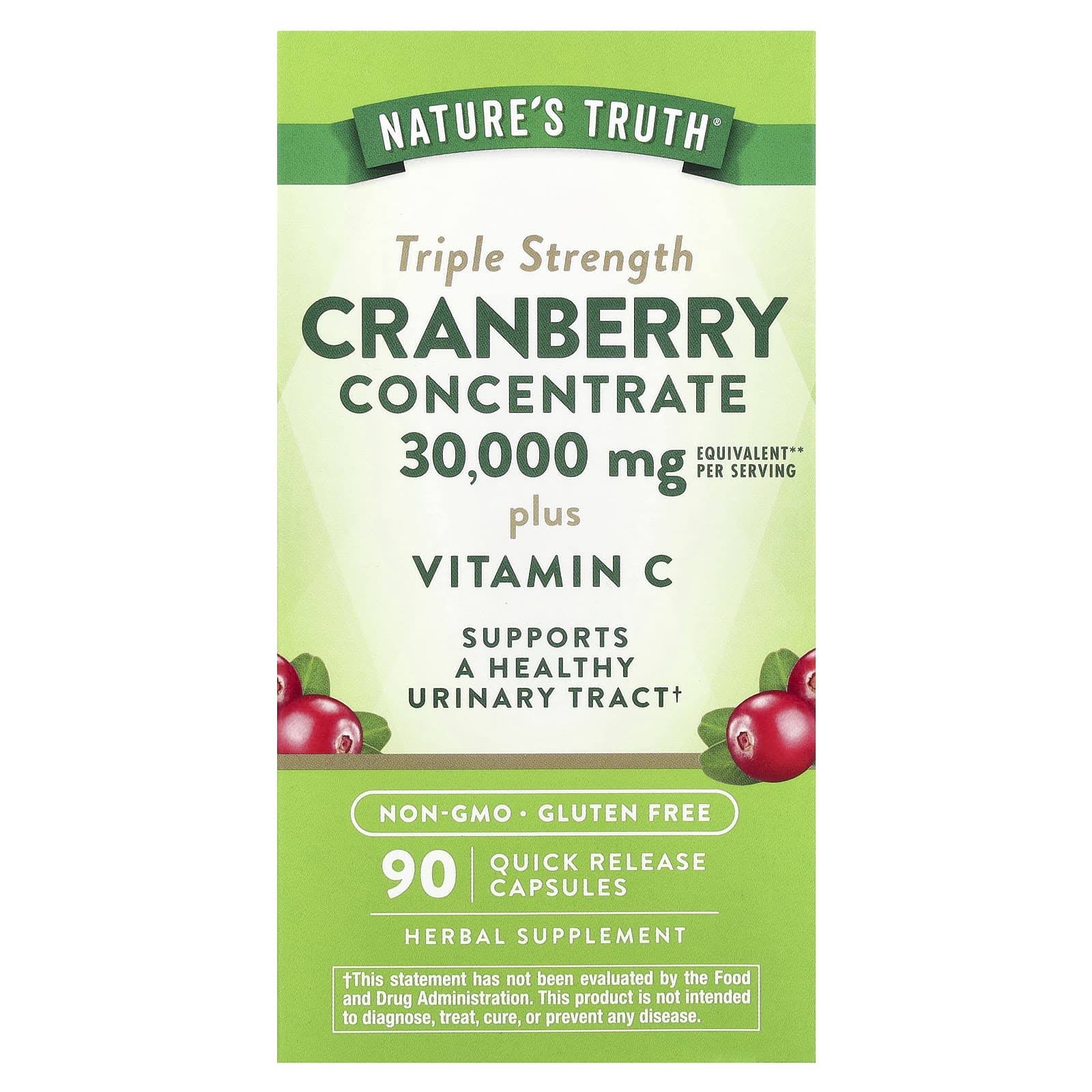 Nature's Truth Ultra Triple Strength Cranberry Concentrate Plus Vitamin C - 90 Capsules