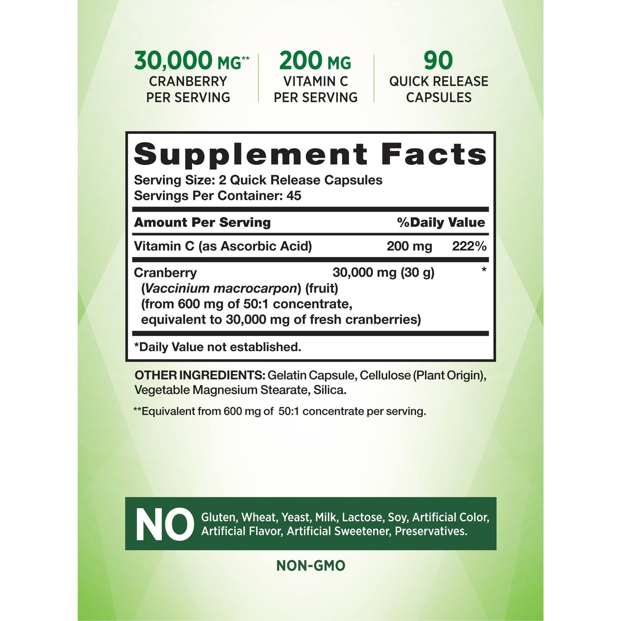 Nature's Truth Ultra Triple Strength Cranberry Concentrate Plus Vitamin C - 90 Capsules