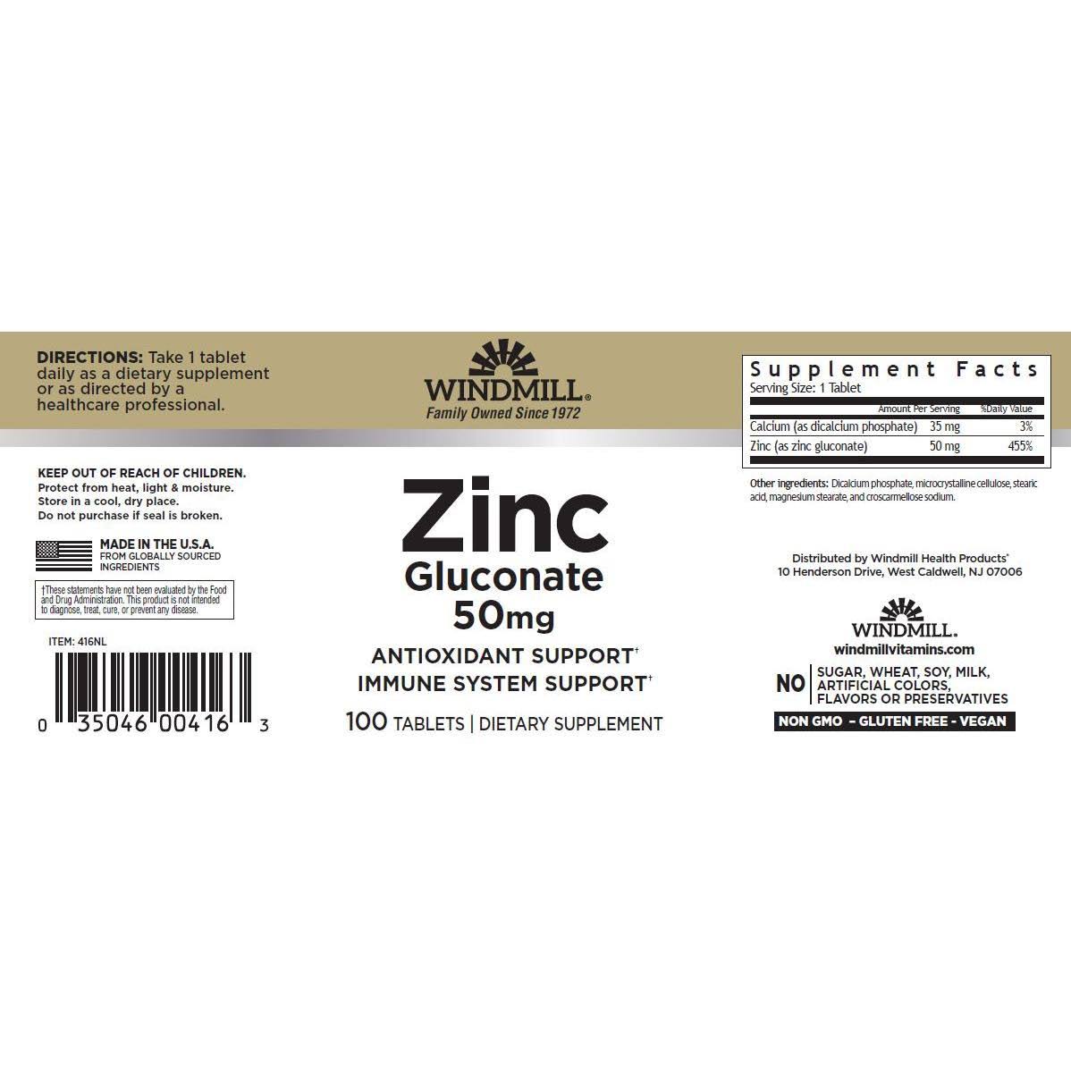 Windmill Zinc Gluconate 50 Mg - 100 Tablets