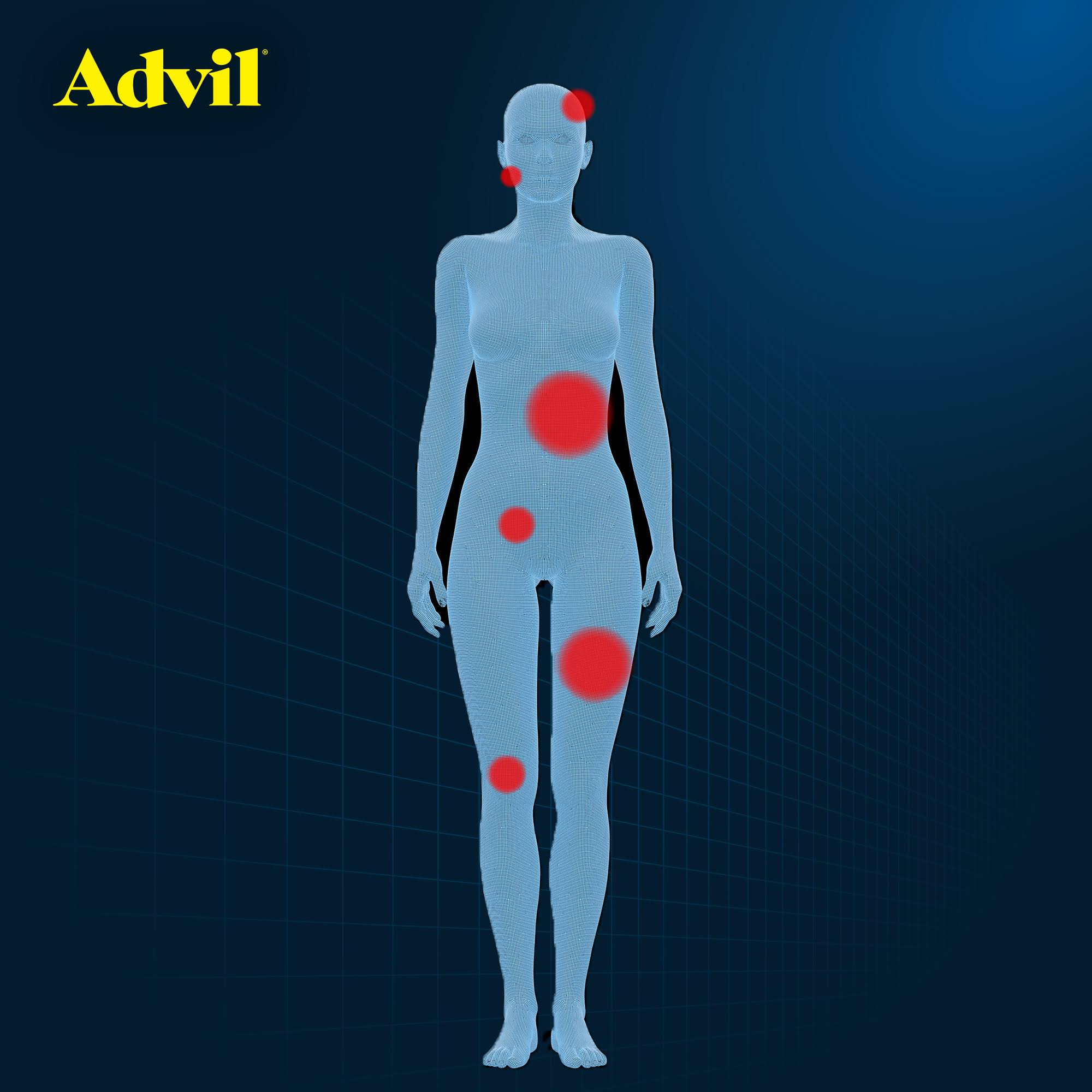 Advil Dual Action Coated Caplets - Acetaminophen + Ibuprofen, 18 Ct