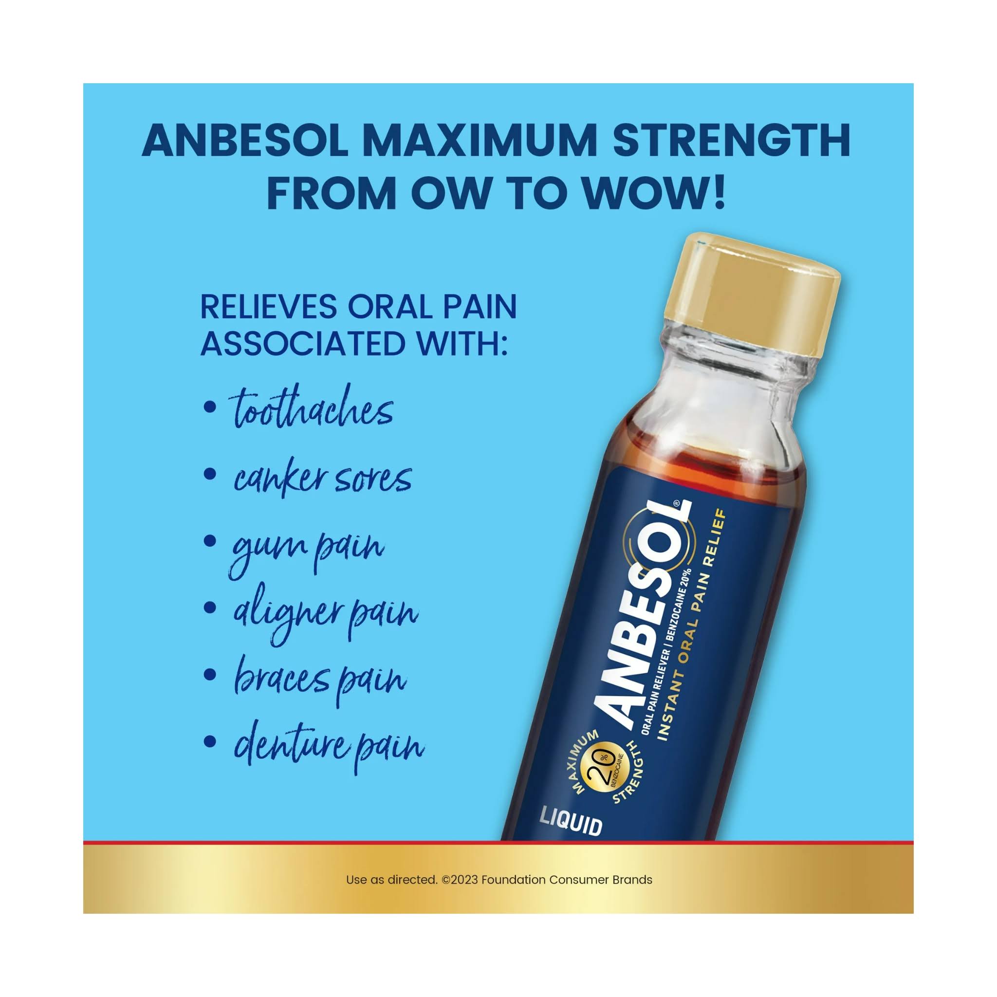 Anbesol Instant Oral Pain Relief Maximum Strength Liquid 0.41 fl oz