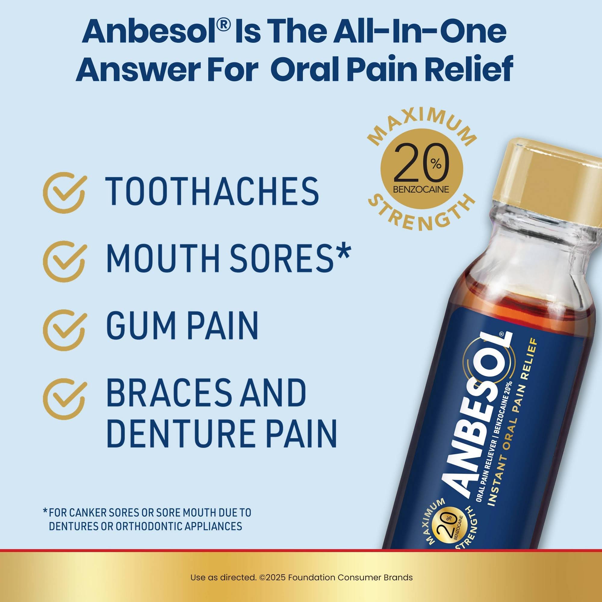 Anbesol Instant Oral Pain Relief Maximum Strength Liquid 0.41 fl oz