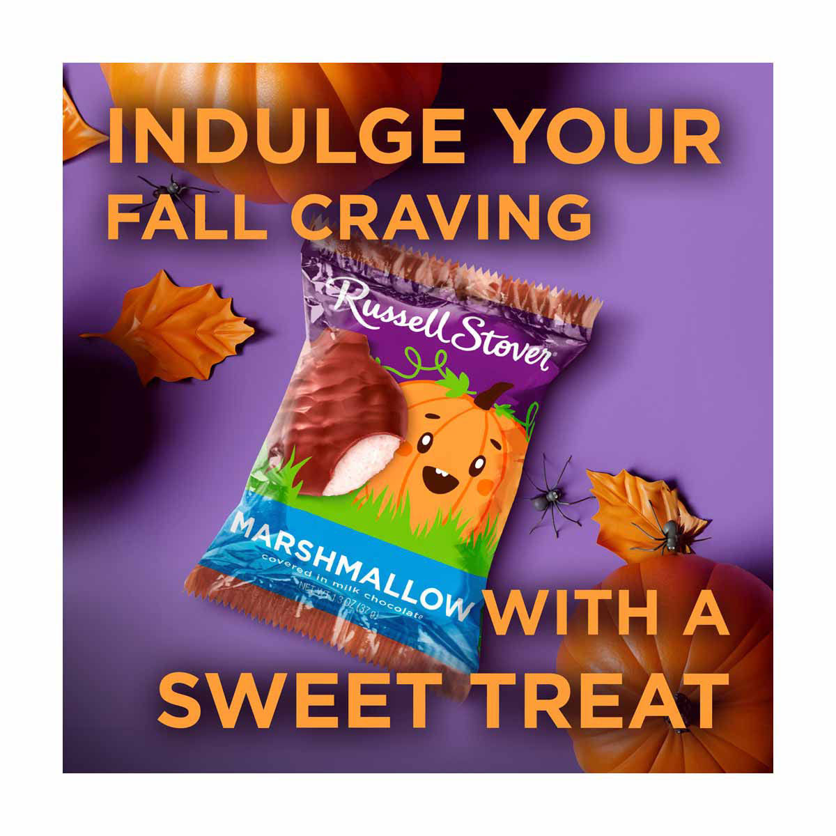 Russell Stover Halloween Milk Chocolate Caramel and Marshmallow Pumpkin - 1.3 oz