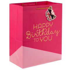 Hallmark 13" Happy Birthday On Pink Large Gift Bag