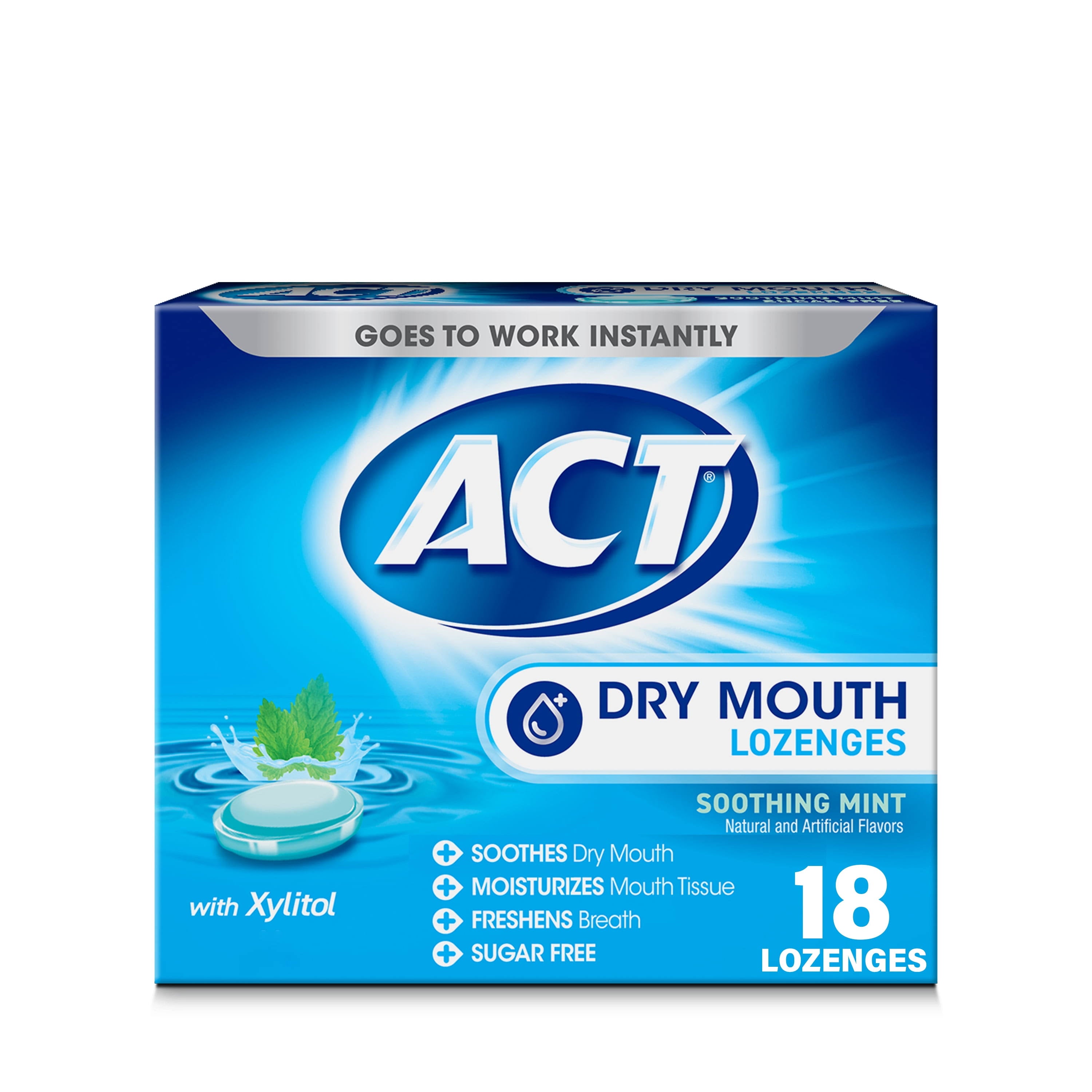 ACT Total Care Dry Mouth Lozenges, Soothing Mint - 18 count