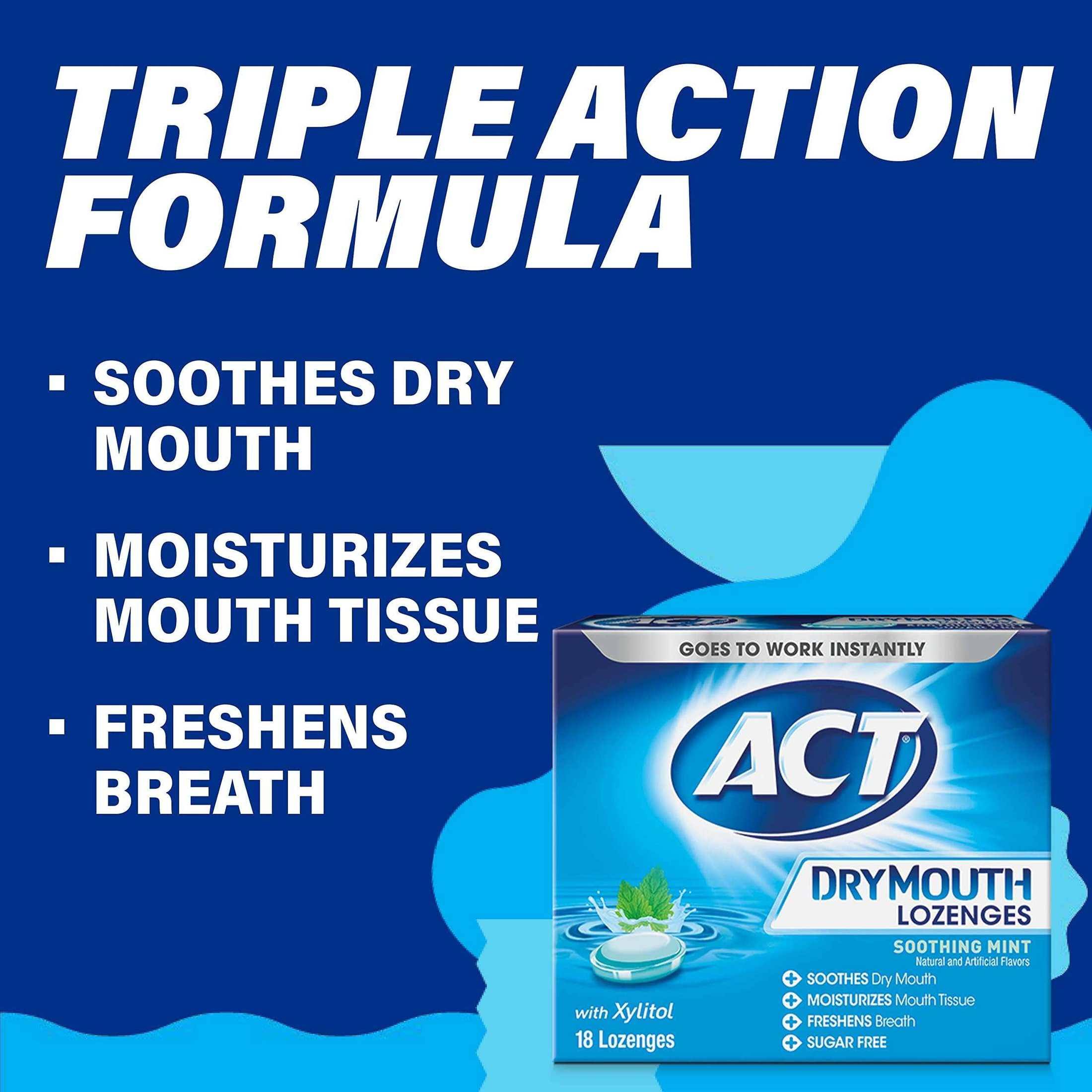 ACT Total Care Dry Mouth Lozenges, Soothing Mint - 18 count