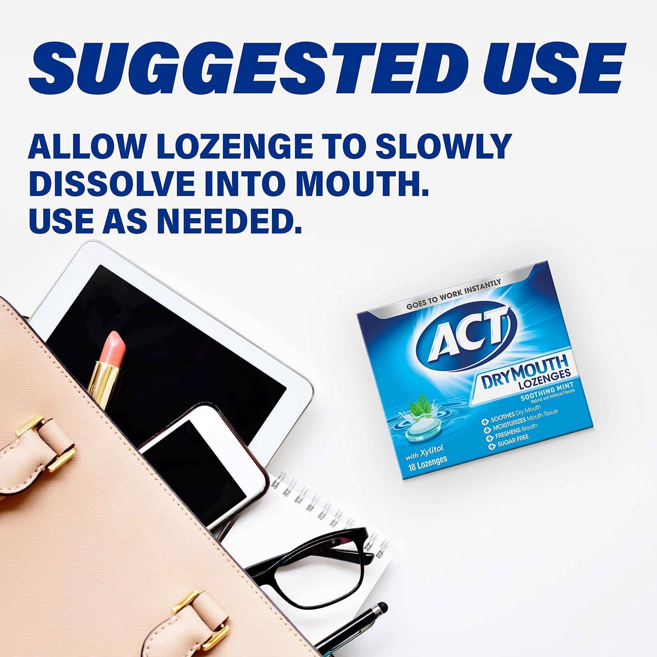 ACT Total Care Dry Mouth Lozenges, Soothing Mint - 18 count