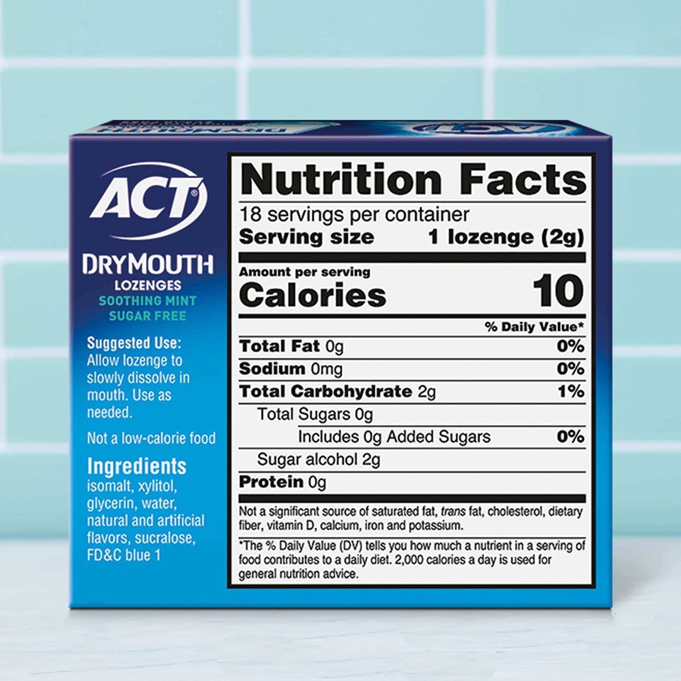 ACT Total Care Dry Mouth Lozenges, Soothing Mint - 18 count