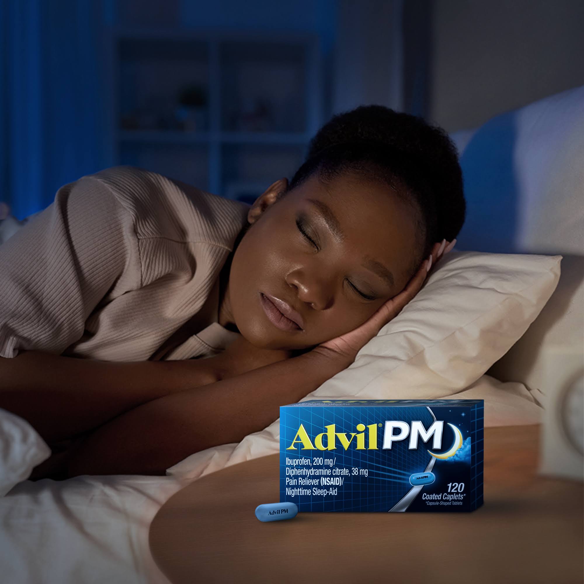 Advil PM Ibuprofen/Pain Reliever/Nighttime Sleep-Aid, Coated Caplets - 40 count