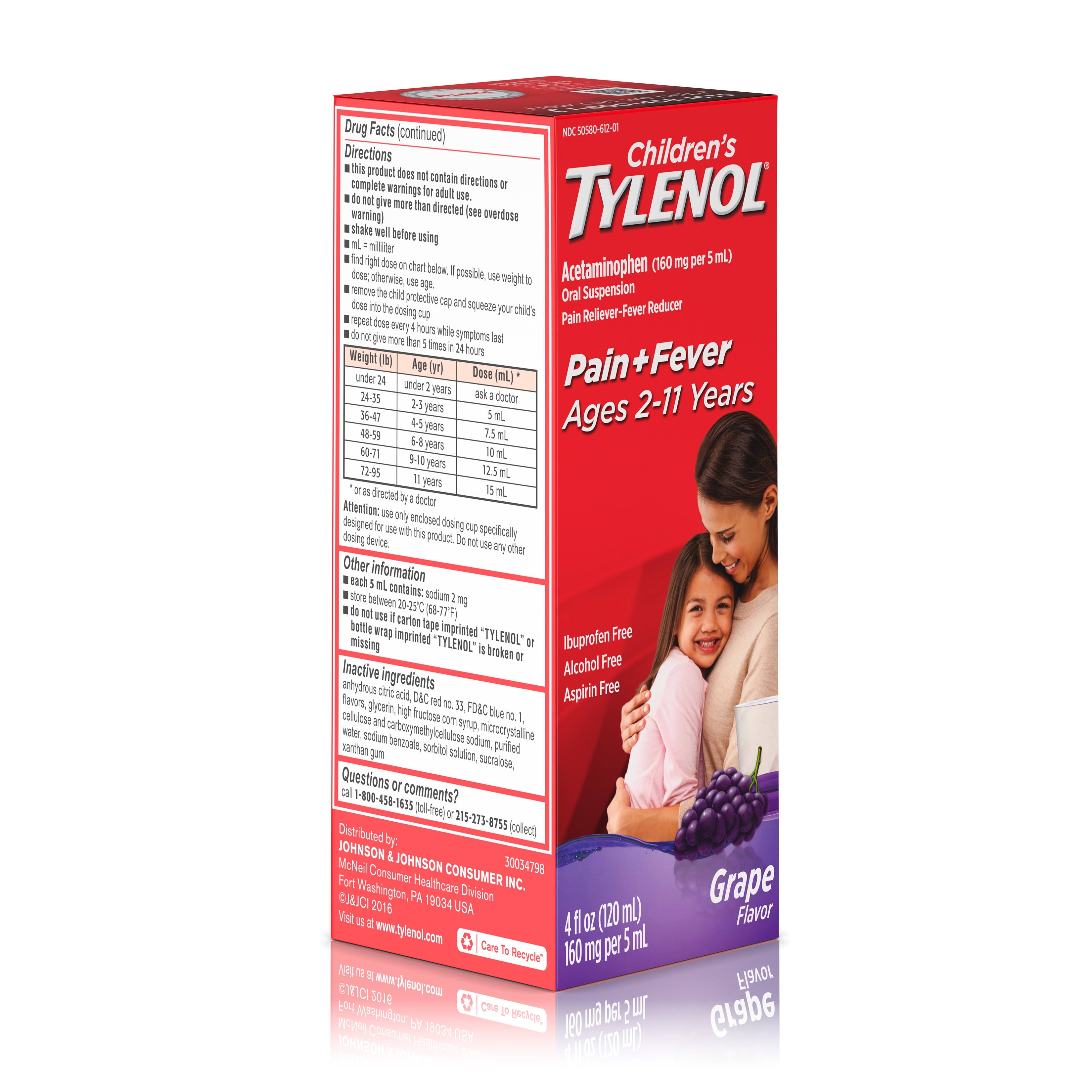 Children's Tylenol Pain & Fever Acetaminophen Oral Suspension, 4 fl oz, Grape - 4 oz | CVS