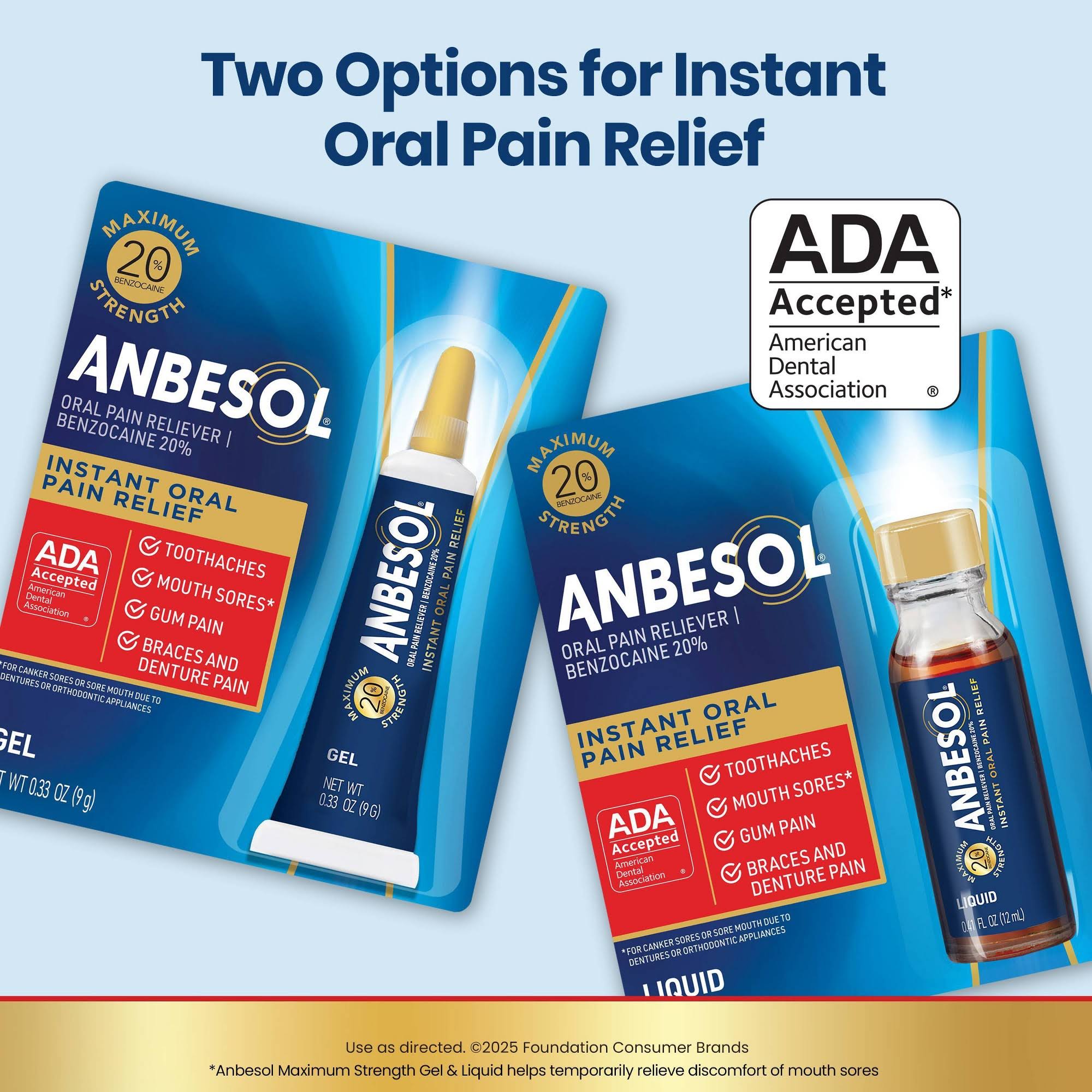 Anbesol Gel Maximum Strength Instant Oral Pain Relief - 0.33oz
