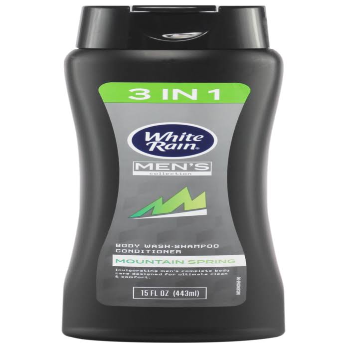 White Rain Men 3-in-1 Shampoo + Conditioner + Body Wash, Fresh Mountain Spring, 15 fl oz