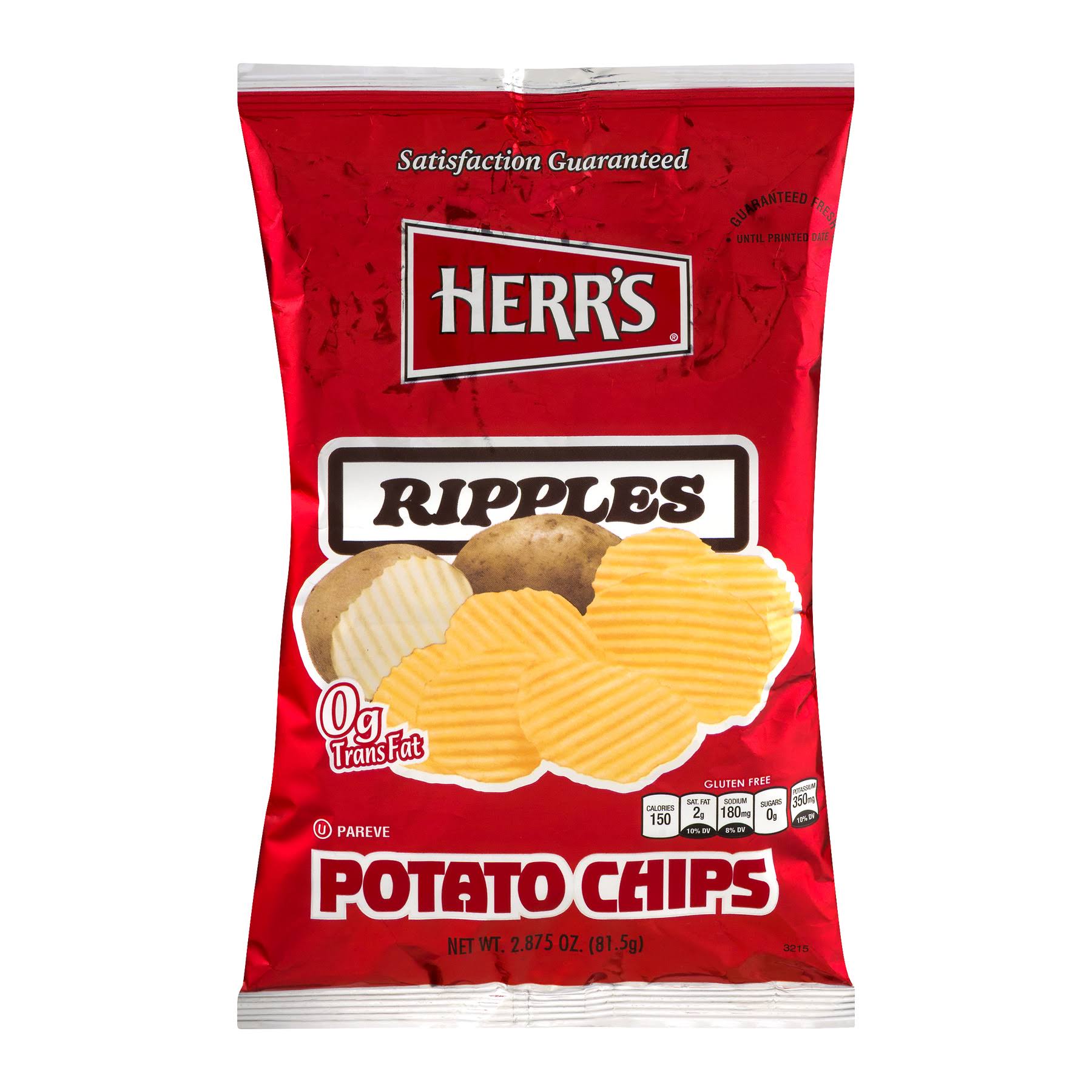 Herr's Gluten Free Ripples Potato Chips 2.875 oz Bag