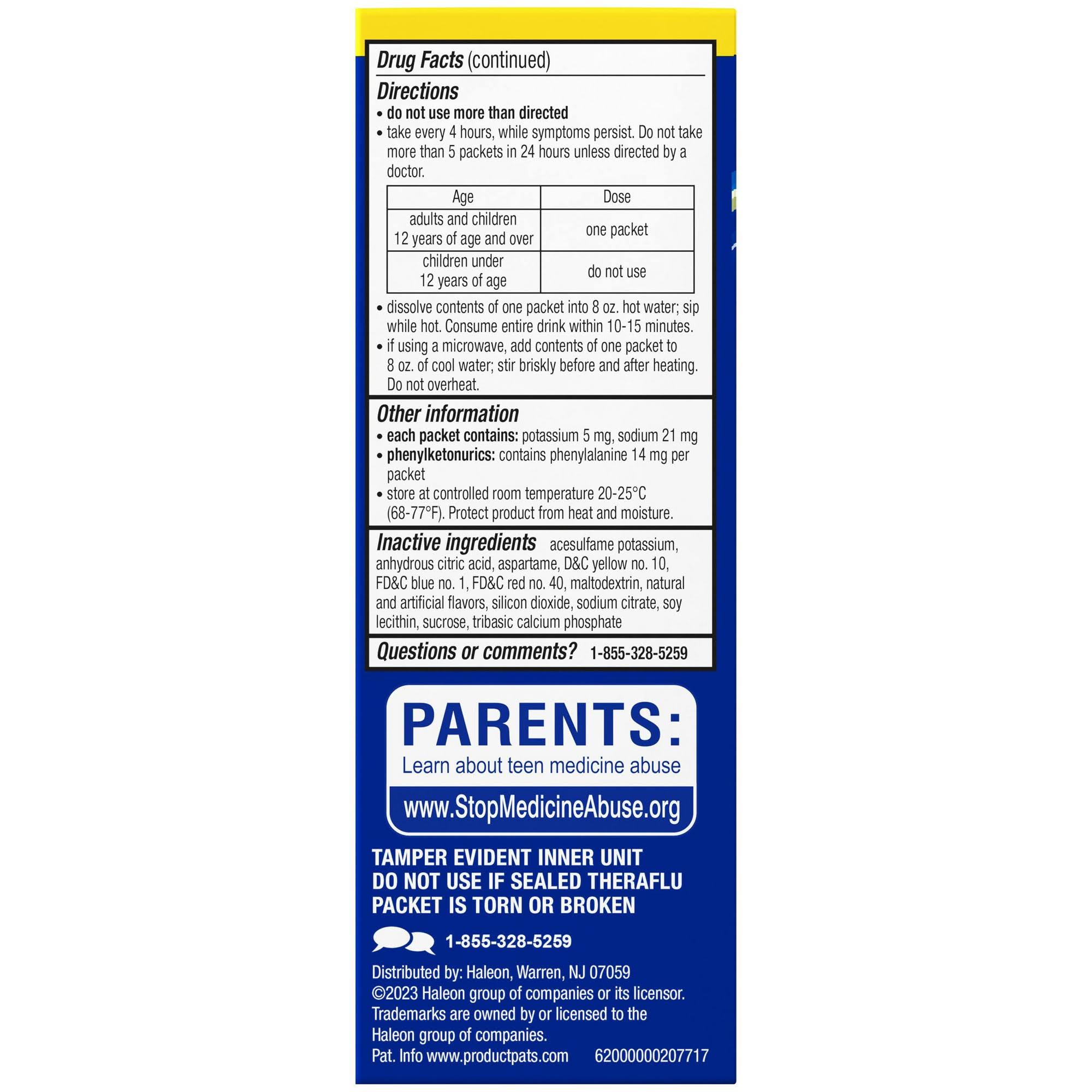 Theraflu Cold Relief, Severe, Honey Ginger Flavor, Packets